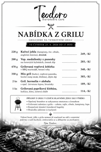 🔥🍖 ČTVRTEČNÍ GRILOVÁNÍ V TEODORU! 🍖🔥